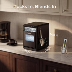 ipolo Nugget Ice Maker Countertop: 44lb/Day, Self-Cleaning, Black Stainless Steel, Portable, Soft Chewable Pebble Ice Machine for Home Kitchen, RV & Office
